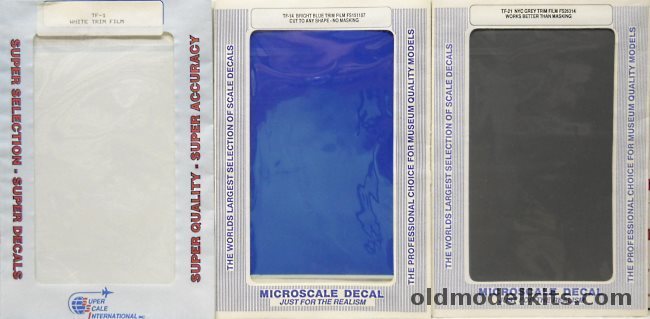 Microscale TF-14 Bright Blue Trim Film FS151187 / TF-21 NYC Gray Trim Film FS26314 / SuperScale TR-1 White Trim Film Decals plastic model kit